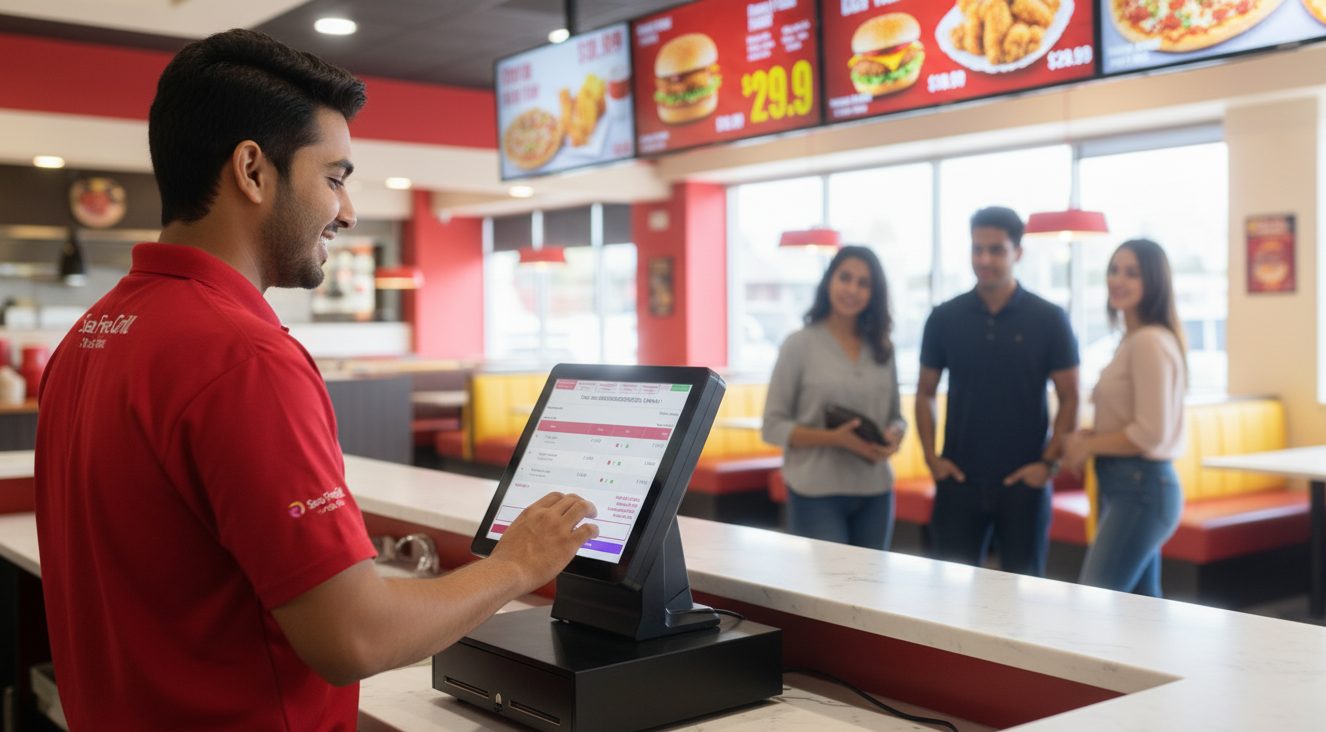 Rest-o-POS in use at a restaurant counter